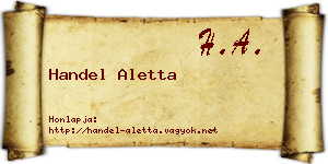 Handel Aletta névjegykártya